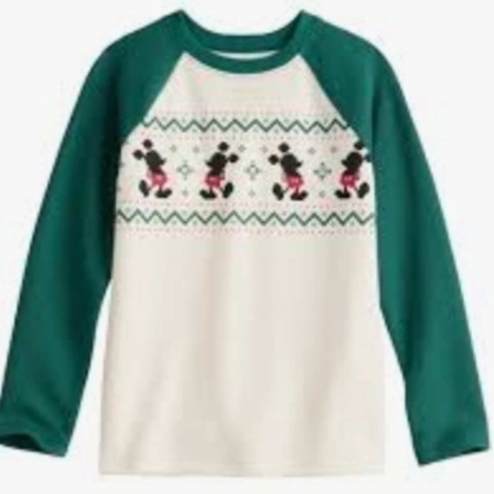Baby Christmas  Mickey Mouse Raglan Holiday Shirt Size 18 Months